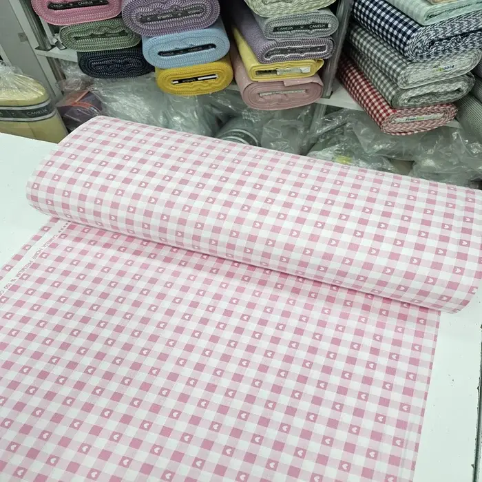 Pembe Giz Peçvörk Poplin Kumaş 1