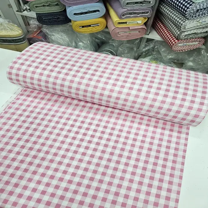 Pembe Giz Peçvörk Poplin Kumaş 2