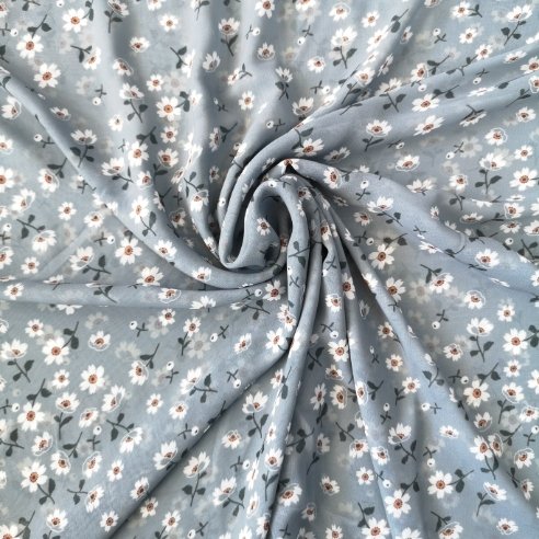 Çiçekli Desenli Şifon Gri