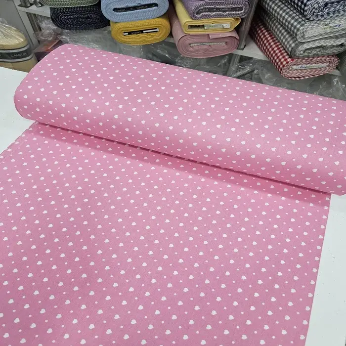 Pembe Giz Peçvörk Poplin Kumaş 3