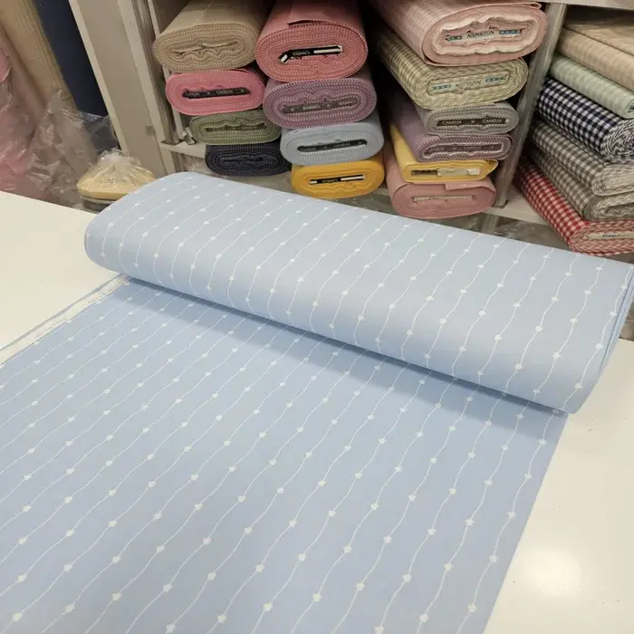 Mavi Giz Peçvörk Poplin Kumaş 2