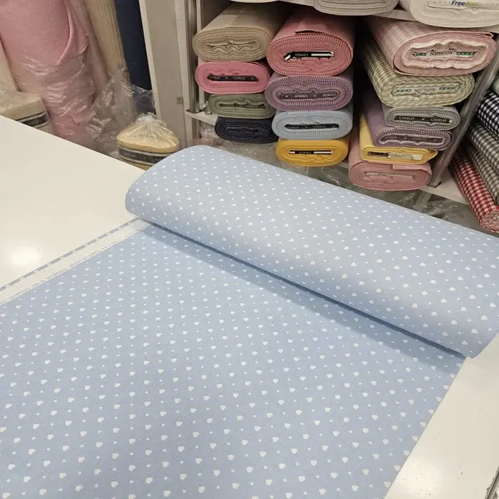 Mavi Giz Peçvörk Poplin Kumaş 3