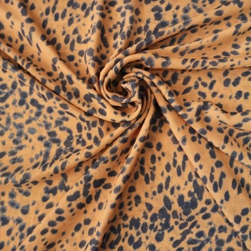 Leopar Desenli Şifon Hardal