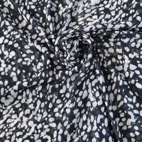 Leopar Desenli Şifon Siyah