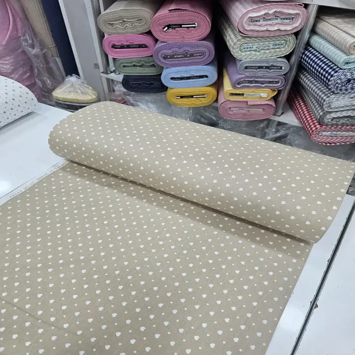 Bej Giz Peçvörk Poplin Kumaş 2