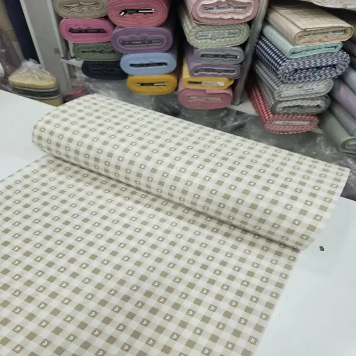 Bej Giz Peçvörk Poplin Kumaş 4