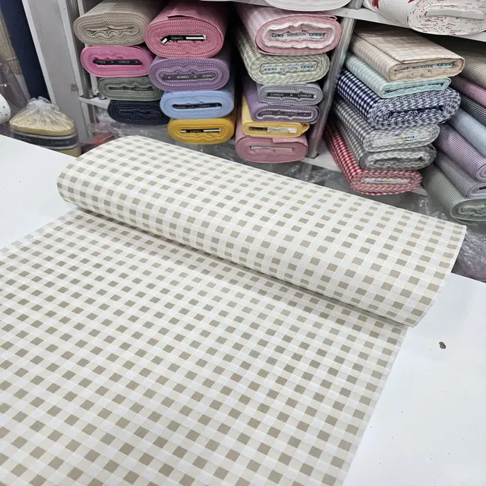 Bej Giz Peçvörk Poplin Kumaş 5