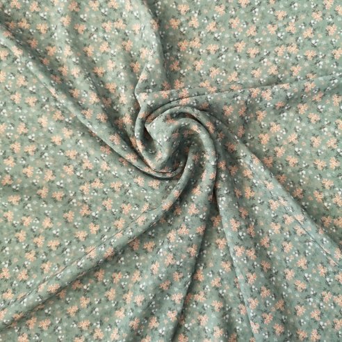 Minik Çiçekli Desenli Şifon Yeşil