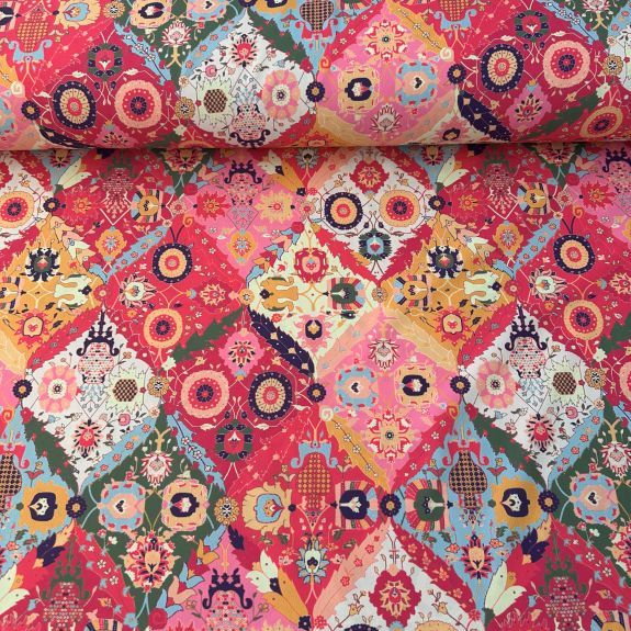 Etnik Desen Romance Kumaş Pembe