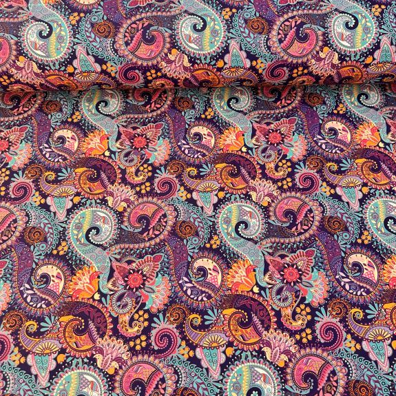 Şal Desen Romance Kumaş Lila