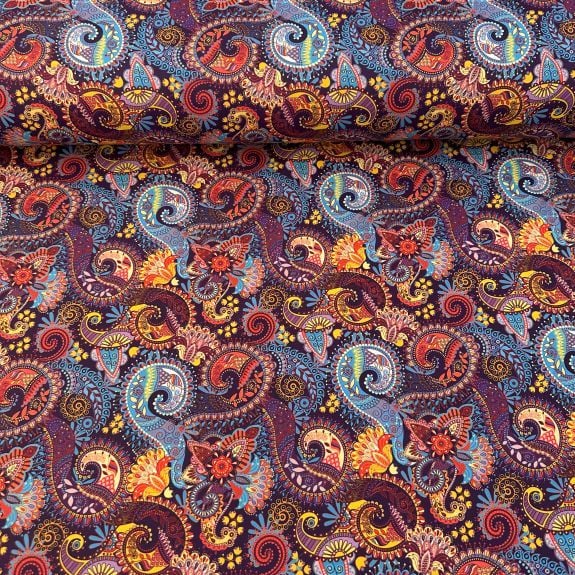 Şal Desen Romance Kumaş Mor