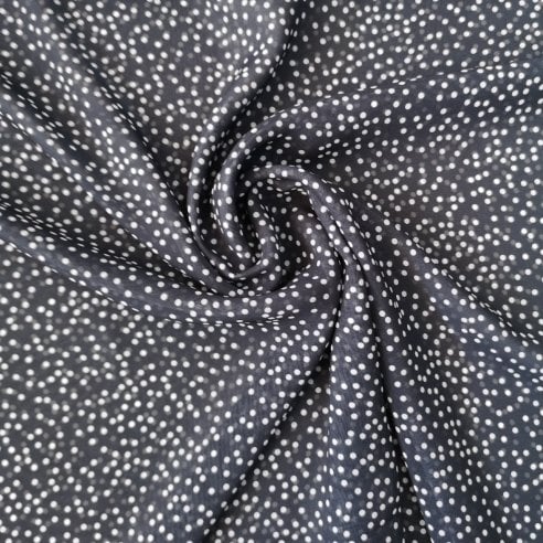 Puanlı Desenli Şifon Siyah