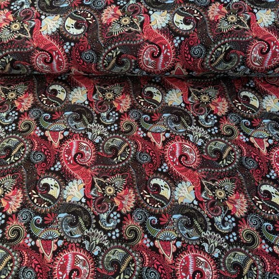 Şal Desen Romance Kumaş Siyah