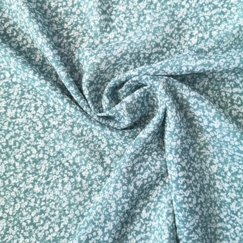 Sık Çıtır Çiçekli Desenli Şifon Yeşil