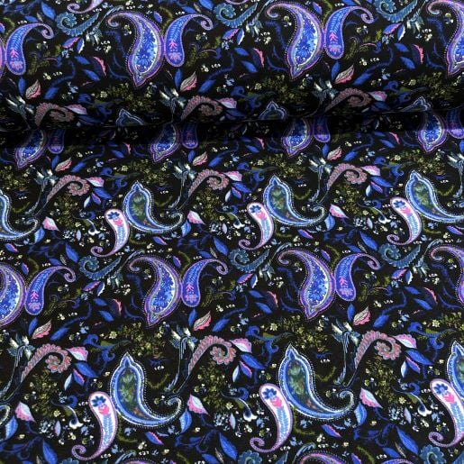 Şal Desenli Divitin-Pazen Kumaş Mavi