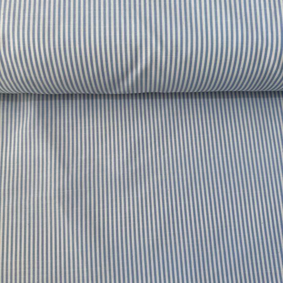 Mavi İnce Çizgili Poplin Kumaş