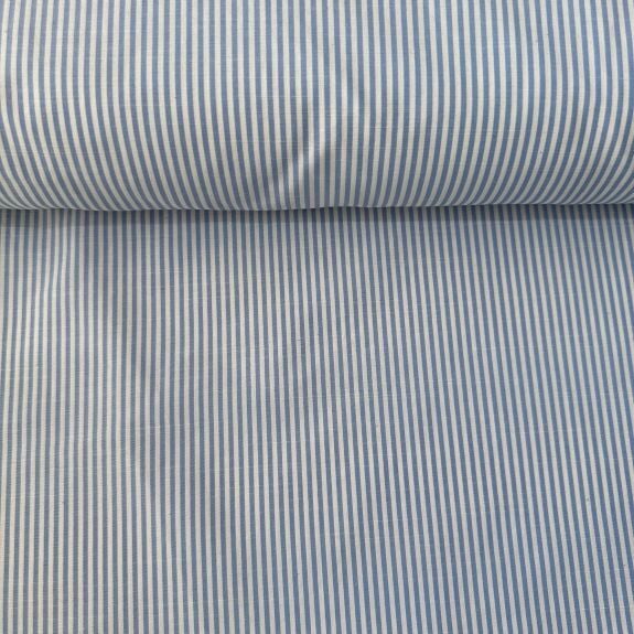 Mavi İnce Çizgili Poplin Kumaş