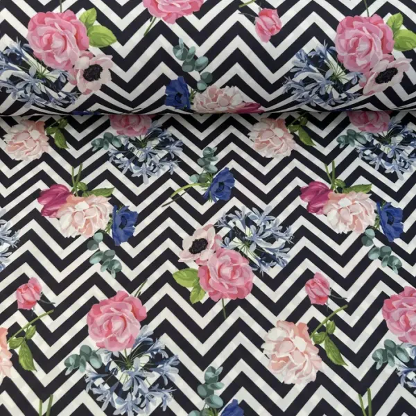 Siyah Floral Rubi Kumaş