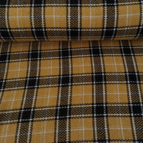 Sarı Büyük Kareli Şanel Kumaş