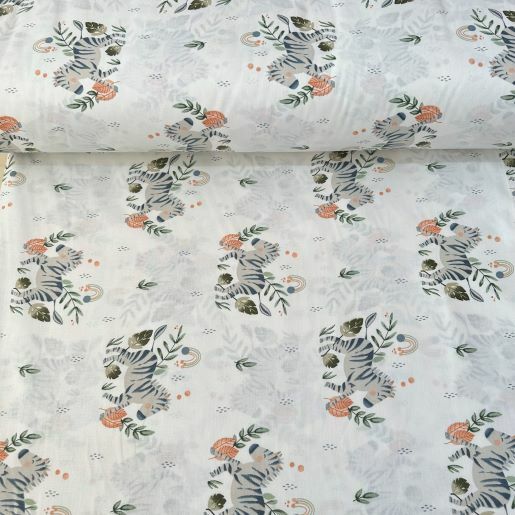 Zebra Desen Poplin Somon