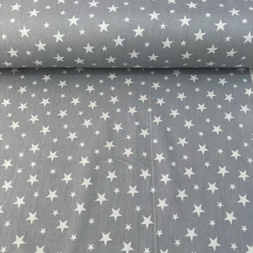Gri Yıldızlı Poplin Kumaş Gri