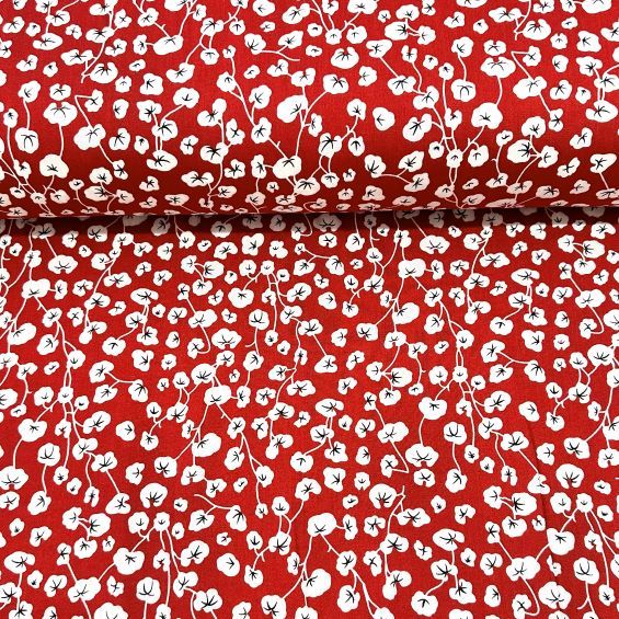 Yoncalı Viskon Kumaş Kırmızı