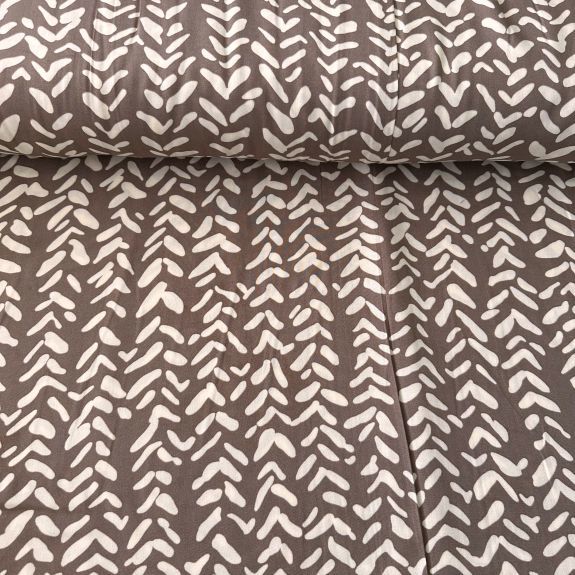 Zincir Desen Viskon Kumaş Koyu Bej