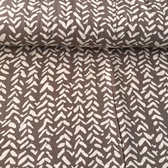 Zincir Desen Viskon Kumaş Koyu Bej