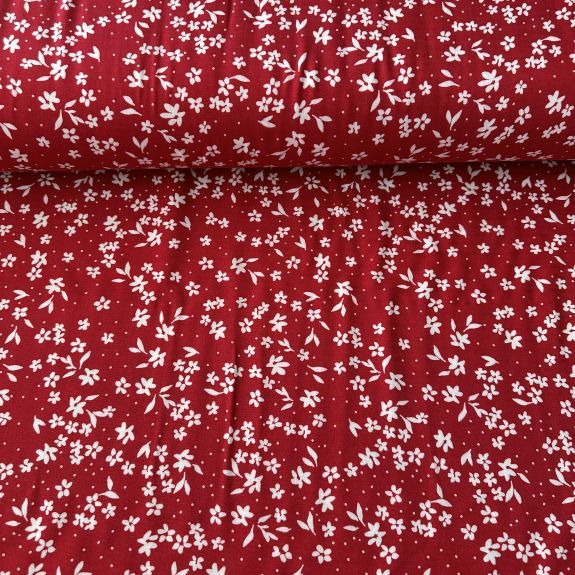 Uçuşan Çiçekler Viskon Kumaş Kırmızı
