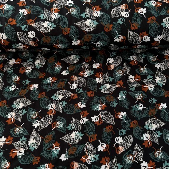 Etnik Desen Viskon Kumaş Yeşil