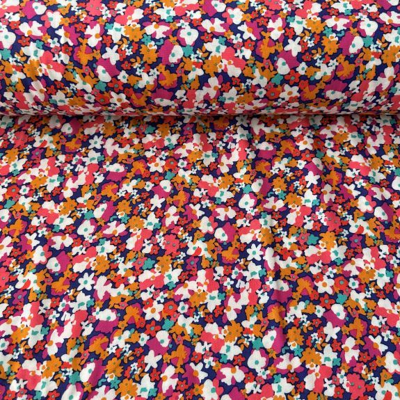 Kır Çiçekleri Viskon Kumaş Turuncu