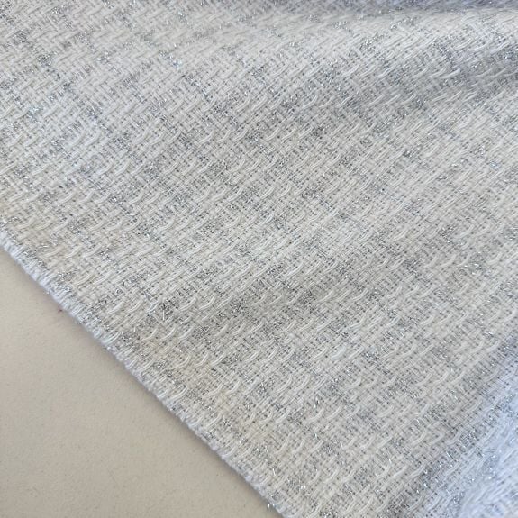 Elit Gümüş Simli Şanel Kumaş