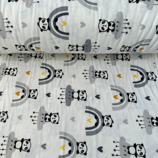 Minik Pandalar Pazen Kumaş Gri