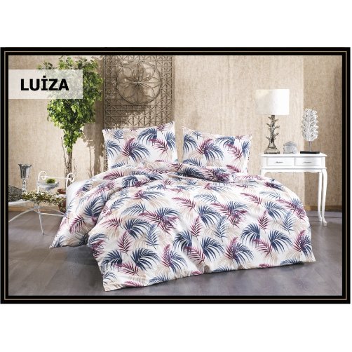 Palmiye Desen Polycotton Poplin Kumaş Mavi