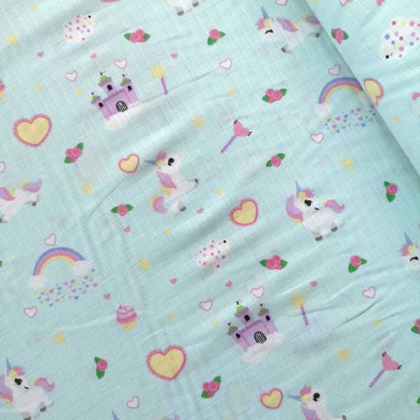 Unicorn Ve Gökkuşağı Müslin Bezi Su Yeşili