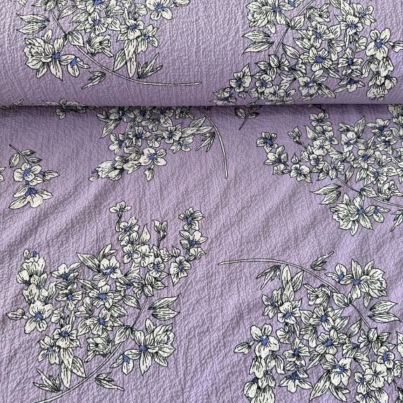 Çiçek Dalları Gofre Kumaş Lila