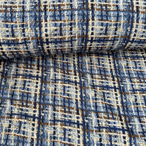 Mavi Kareler Gofre Kumaş