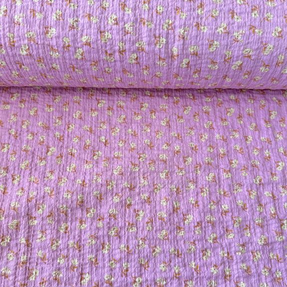 Pembe Çıtır Çiçekli Gofre Kumaş