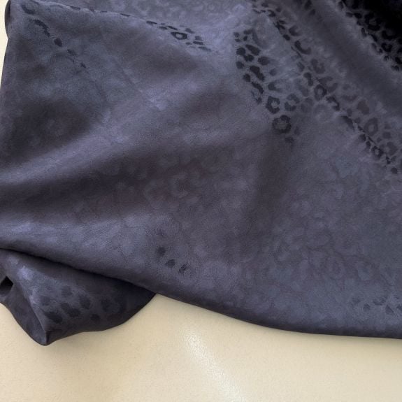 Leopar Desen İpek Jakar Kumaş Füme