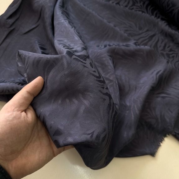 Zebra Desen İpek Jakar Kumaş Füme