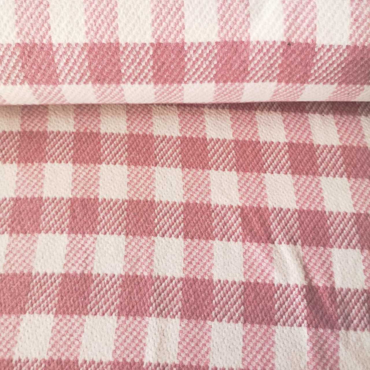 Pembe Kareler Kışlık Kumaş