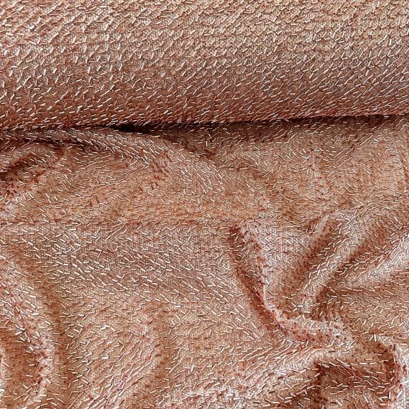 Boru Boncuk İşlemeli Dantel Kumaş Camel