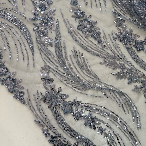 Parlak Pullu Kempis Dantel Gri