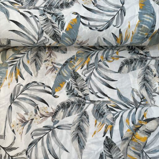 Deve Tabanı Yapraklı Poplin Kumaş Gri