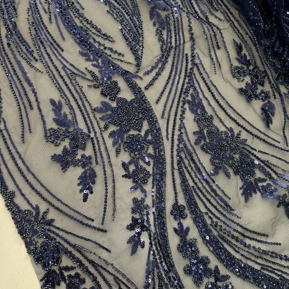 Parlak Pullu Kempis Dantel Lacivert