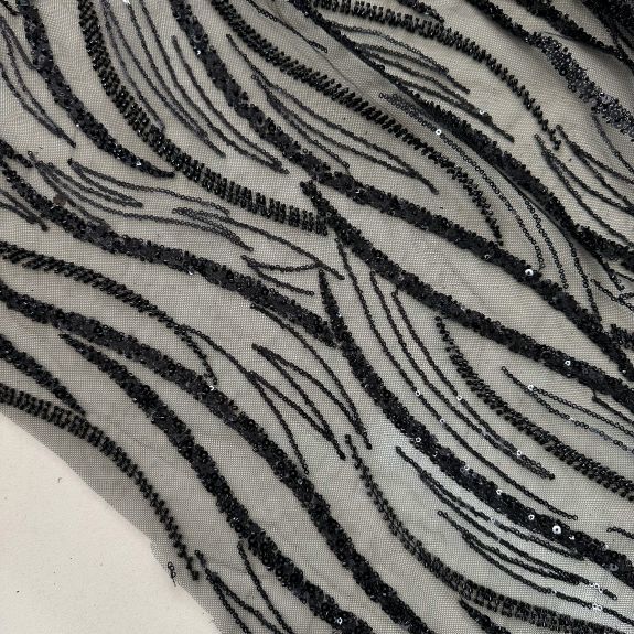 Parlak Pullu Kempis Dantel Siyah