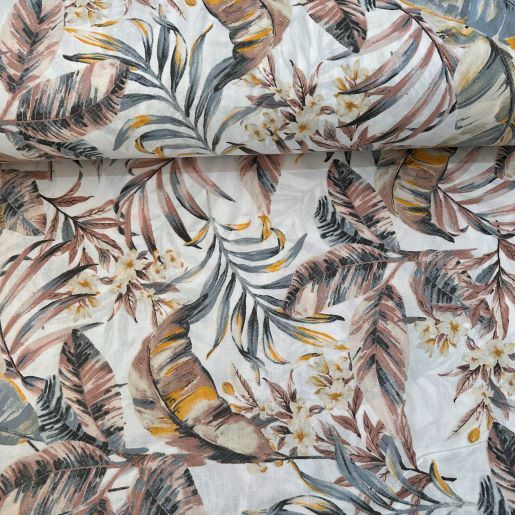 Deve Tabanı Yapraklı Poplin Kumaş Mint