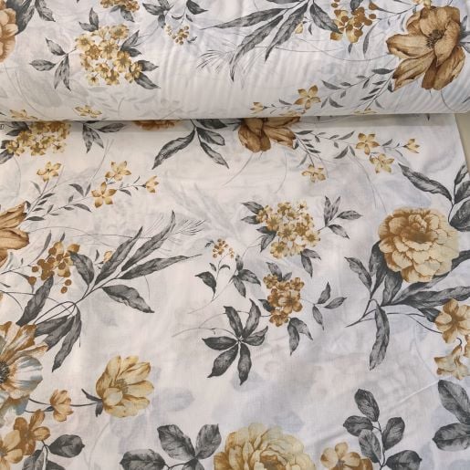 Güllü Nevresimlik Poplin Sarı