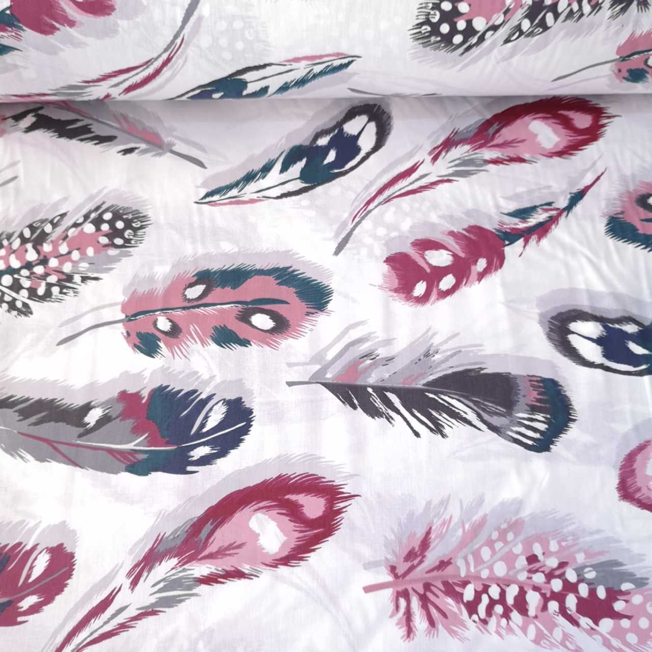 Renkli Tüyler Poplin Kumaş Bordo