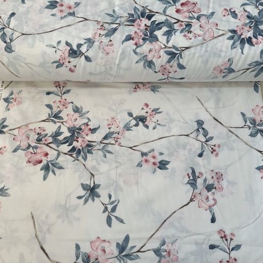 Sarmaşık Minik Çiçekler Poplin Kumaş Pembe